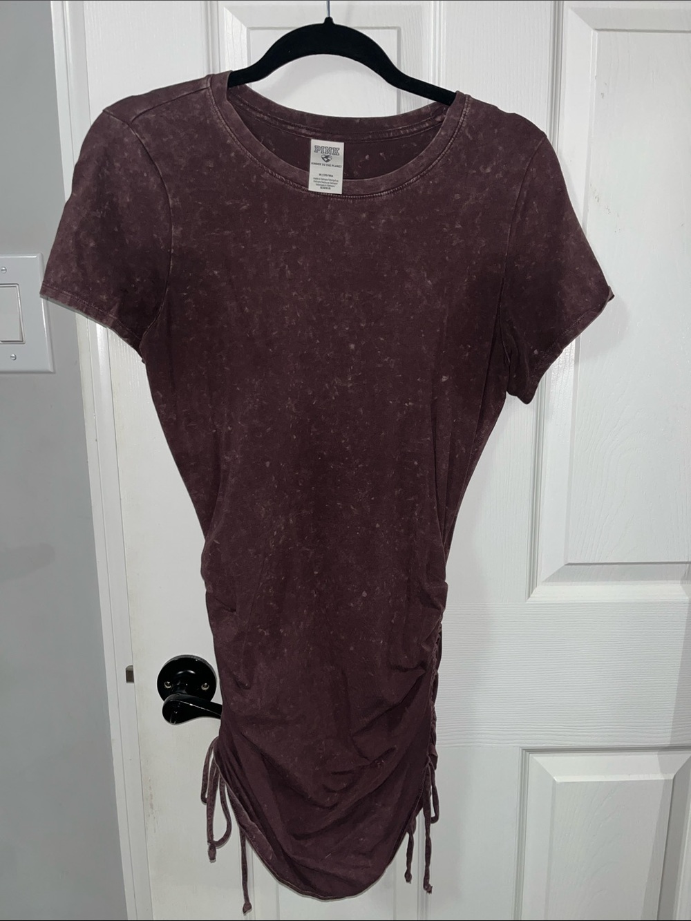 Victoria’s Secret PINK Medium Wine Ruched Side Short Sleeve Tee Dress
